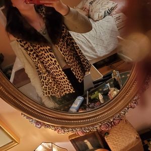 Leopard fur Vest\mink collar- check description